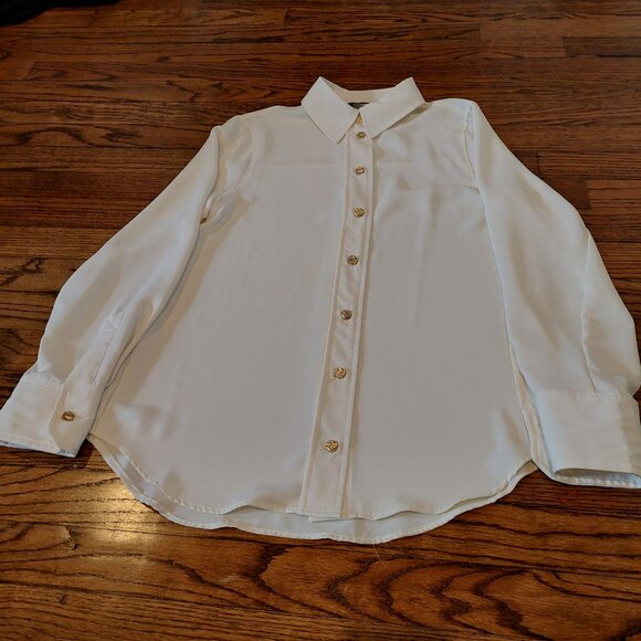Zara XS Cream Colored Women's Button Down Oversize Dress Shirt - Picture 5 of 12